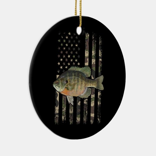 ブルーギル・アメリカ国旗のブルーギル魚釣り セラミックオーナメント (右)