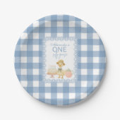 ブルーギンガムのいたずらガチョウの1歳の誕生日 ペーパープレート (正面)