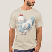 ブルーギンガムのコテージに住むメスニワトリ Tシャツ (正面)