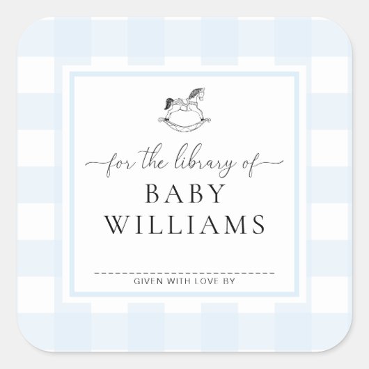 ブルーギンガムの揺れる馬の絵本ライブラリーの本のしおり スクエアシール (正面)