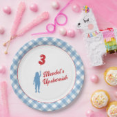 ブルーギンガムアップシャーリン紙プレート ペーパープレート (パーティー)