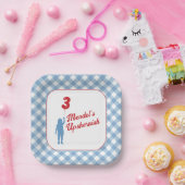 ブルーギンガムアップシャーリン紙プレート ペーパープレート (パーティー)