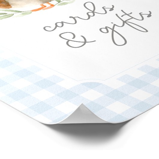 ブルーギンガムアヒル赤ちゃんシャワーカードとギフト ポスター (角)