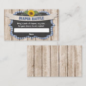 ブルーギンガムイエローサンフラワーズベビーおむつラッフル エンクロージャーカード (正面/裏面)