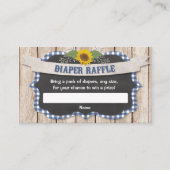ブルーギンガムイエローサンフラワーズベビーおむつラッフル エンクロージャーカード (正面)