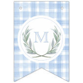 ブルーギンガムウォーターカラーローレルクレスト バンティングフラッグ (第1の旗)