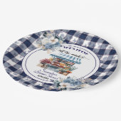 ブルーギンガムオフザマーケットフローラブライダルシャワー ペーパープレート (アングル)