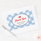 ブルーギンガムカントリーピクニックレッドさくらんぼ結婚ズ 長方形シール (封筒)