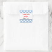 ブルーギンガムカントリーピクニック素朴な結婚式の引き出物 スクエアシール (バッグ)