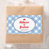 ブルーギンガムカントリー素朴な結婚式の引き出物ラベル ラベル (インサイチュ)