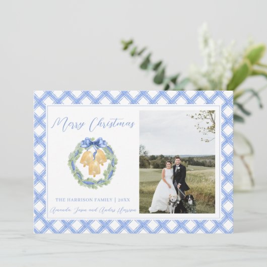 ブルーギンガムクリスマスリースベルヴィンテージ写真 シーズンカード (スタンド正面)