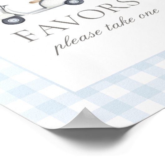 ブルーギンガムゴルフベビーシャワーの好意サイン ポスター (角)