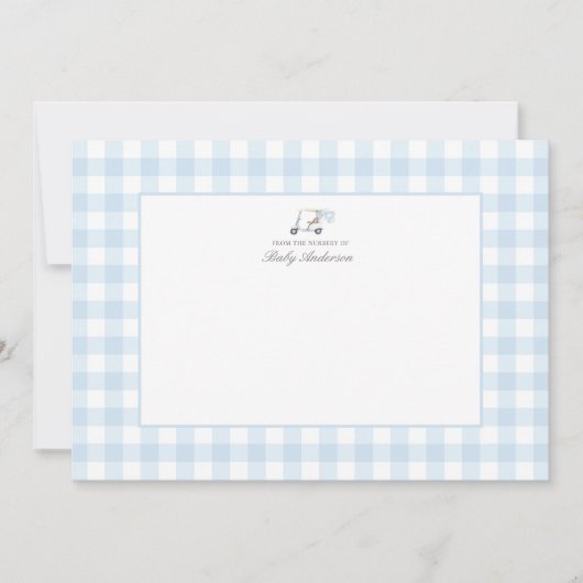 ブルーギンガムゴルフベビーシャワーサンキューカード サンキューカード (正面)