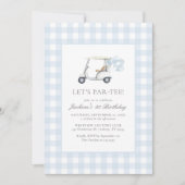 ブルーギンガムゴルフボーイ誕生日 招待状 (正面)