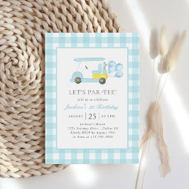 ブルーギンガムゴルフボーイ1st誕生日 招待状