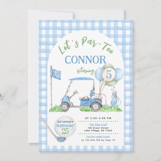 ブルーギンガムゴルフ誕生日パルティー招待状 招待状 (正面)