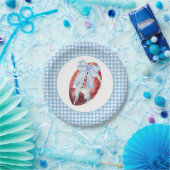 ブルーギンガムサッカープレート ペーパープレート (パーティー)