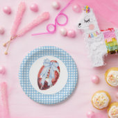 ブルーギンガムサッカープレート ペーパープレート (パーティー)