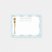 ブルーギンガムスポーツボールキッズカスタムランチボックス ポストイット (正面)