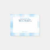 ブルーギンガムチェックの子供用お弁当メモ ポストイット (正面)