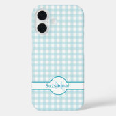 ブルーギンガムチェックモノグラムカスタムケース Case-Mate iPhoneケース (裏面)