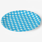 ブルーギンガムチェック柄 ペーパープレート (アングル)