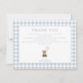 ブルーギンガムテディベアサンキューカード 招待状 (正面)