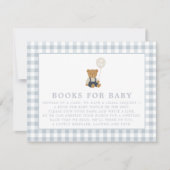 ブルーギンガムテディベアブックベビーカード 招待状 (正面)