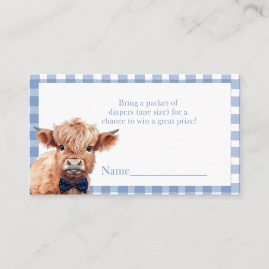 ブルーギンガムハイランドカウオムツラッフル エンクロージャーカード (正面)