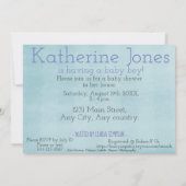 ブルーギンガムハットハート男の赤ちゃんシャワー招待 招待状 (裏面)