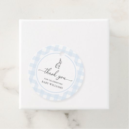 ブルーギンガムバニーラビットベビーシャワー フェイバータグ (インサイチュ)
