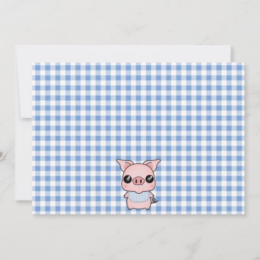 ブルーギンガムピギーベビー誕生発表写真 案内状 (裏面)
