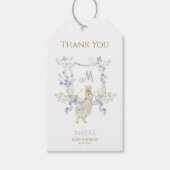 ブルーギンガムピーターうさぎ赤ちゃんシャワーミュートBL ギフトタグ (正面)