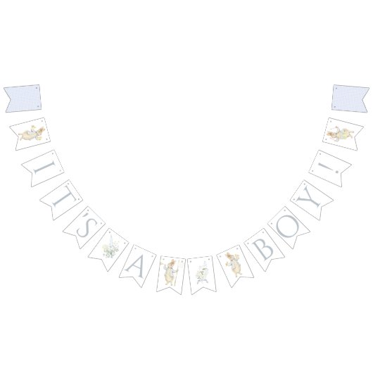 ブルーギンガムピーターうさぎ赤ちゃんシャワーミュートBL バンティングフラッグ (全)