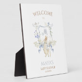 ブルーギンガムピーターうさぎ赤ちゃんシャワーミュートBL フォトプラーク (側面)