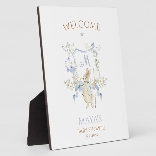 ブルーギンガムピーターうさぎ赤ちゃんシャワーミュートBL フォトプラーク (側面)