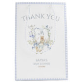 ブルーギンガムピーターうさぎ赤ちゃんシャワーミュートBL ミディアムペーパーバッグ (正面)