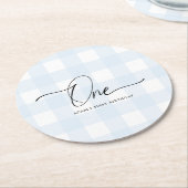 ブルーギンガムファースト誕生日ドリンクコースター ラウンドペーパーコースター (アングル)