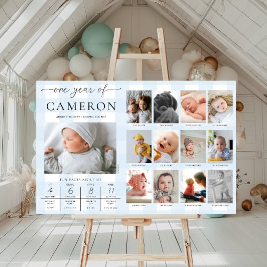 ブルーギンガムファースト誕生日フォトマイルストーン ポスター