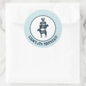 ブルーギンガムファームテーマ動物誕生日 ラウンドシール (バッグ)