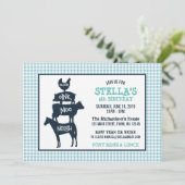 ブルーギンガムファームテーマ動物誕生日 招待状 (スタンド正面)