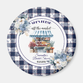 ブルーギンガムフローラブライダルシャワーのお願い マグネット