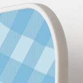 ブルーギンガムプレイドモノグラムと名パーソナライズされた前 ピックルボールラケット (左詳細)