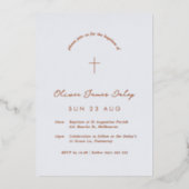 ブルーギンガムホイルバプテスマ《キリスト教》洗礼式や命名式招待状 箔招待状 (正面)