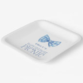 ブルーギンガムボウタイ名赤ちゃんシャワーピクニック ペーパープレート (傾斜あり)