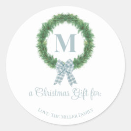 ブルーギンガムボウリースステッカーギフトラベル ラウンドシール