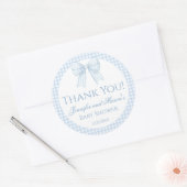 ブルーギンガムボウ男の赤ちゃんシャワ感謝していーユーのシール ラウンドシール (封筒)