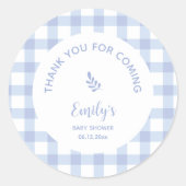 ブルーギンガムボーイ赤ちゃんシャワーありがとうござ来う ラウンドシール (正面)
