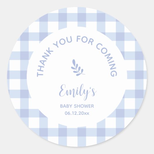 ブルーギンガムボーイ赤ちゃんシャワーありがとうござ来う ラウンドシール (正面)