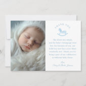 ブルーギンガムボーイ赤ちゃんシャワー写真サンキューカード サンキューカード (正面)